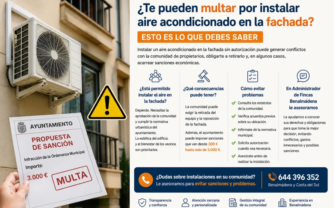 Multa por instalar aire acondicionado en fachada de comunidad de propietarios en Benalmádena